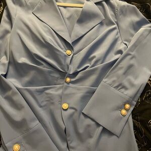 SHEIN Blue and Gold Blazer/Blouse with Notched Lapels